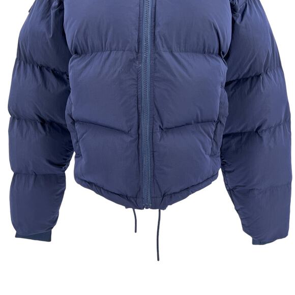 Good American Womens Iridescent Quilted Hooded Puffer Jacket in Blue Size Medium - Picture 7 of 16